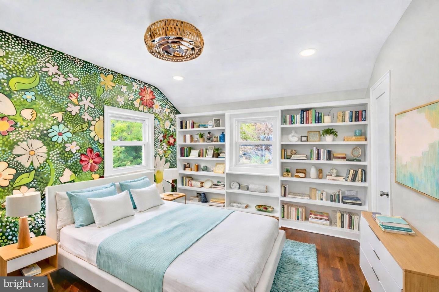 Virtually staged bedroom in a Claremont home in South Arlington, Virginia, sold by David Mount