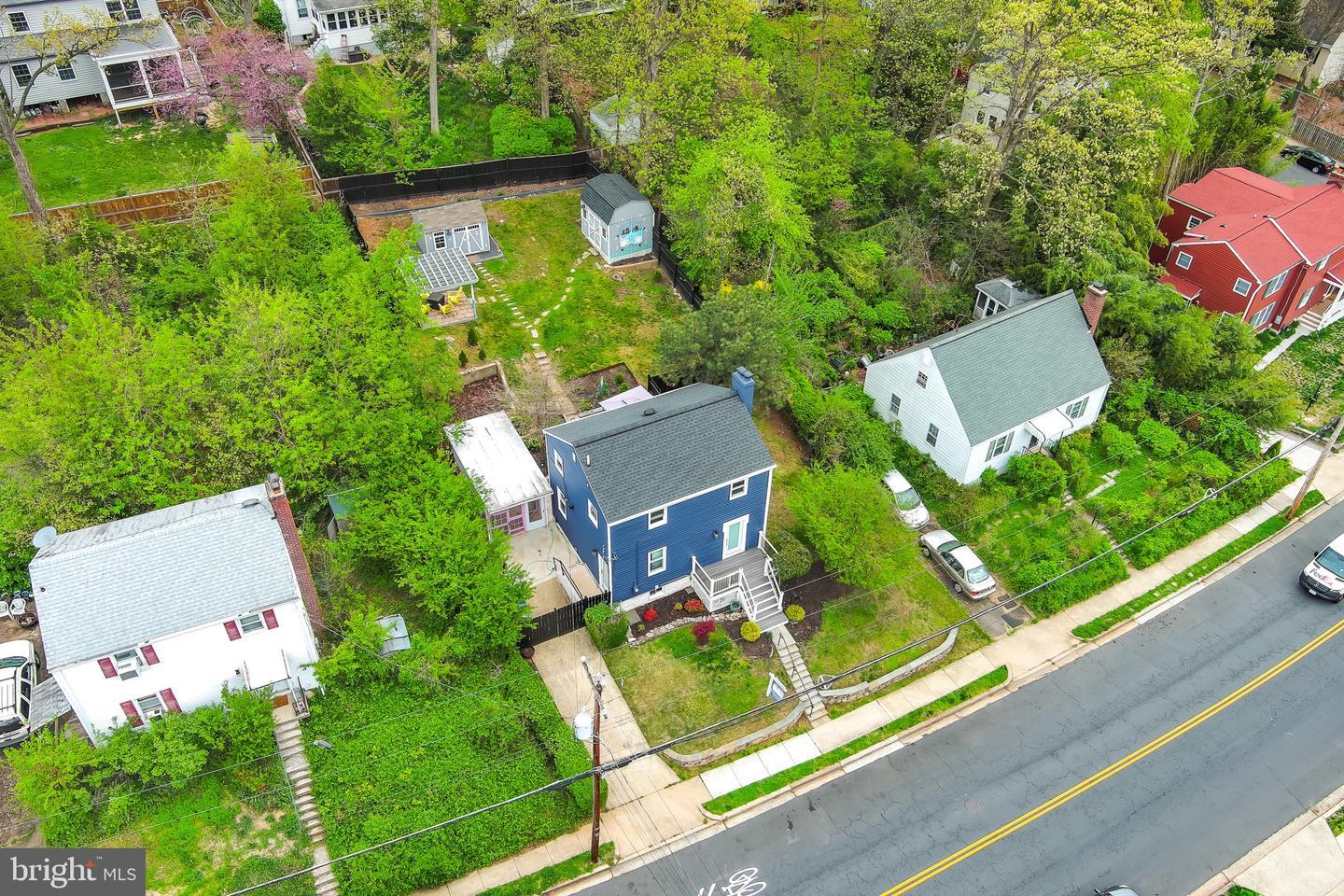 Aerial drone photo of 2213 S Dinwiddie St, a Claremont home in South Arlington, Virginia, listed by David Mount